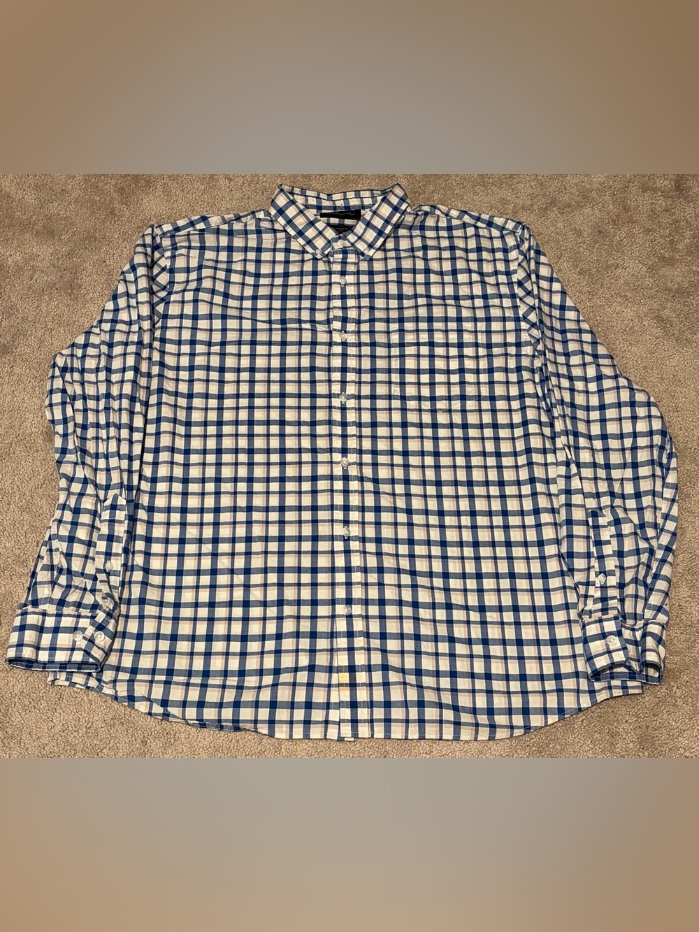 Banana Republic Men’s Untucked Fit Blue Plaid Button Shirt Size 2XL